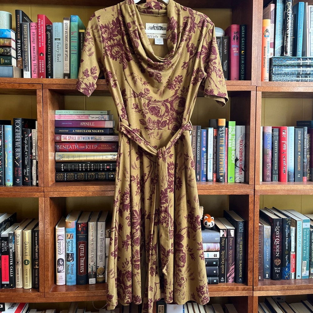Effie’s Heart Mustard and Burgundy Floral Dress